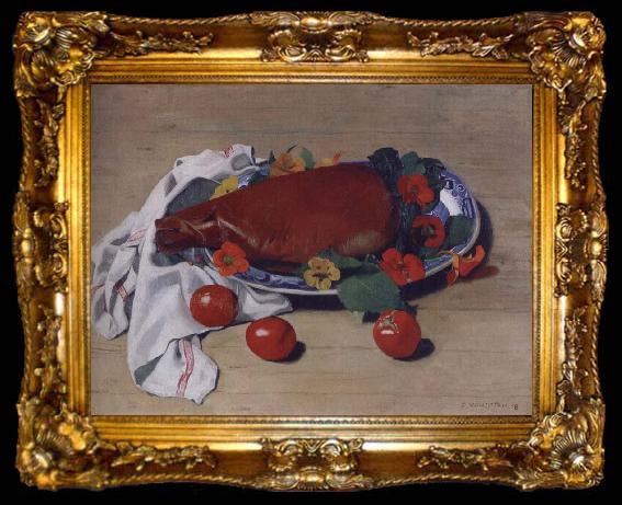 framed  Felix Vallotton Still life with Ham and Tomatoes, ta009-2